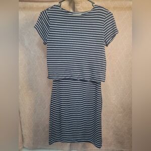 Copper Key Navy and White Striped Midi Dress